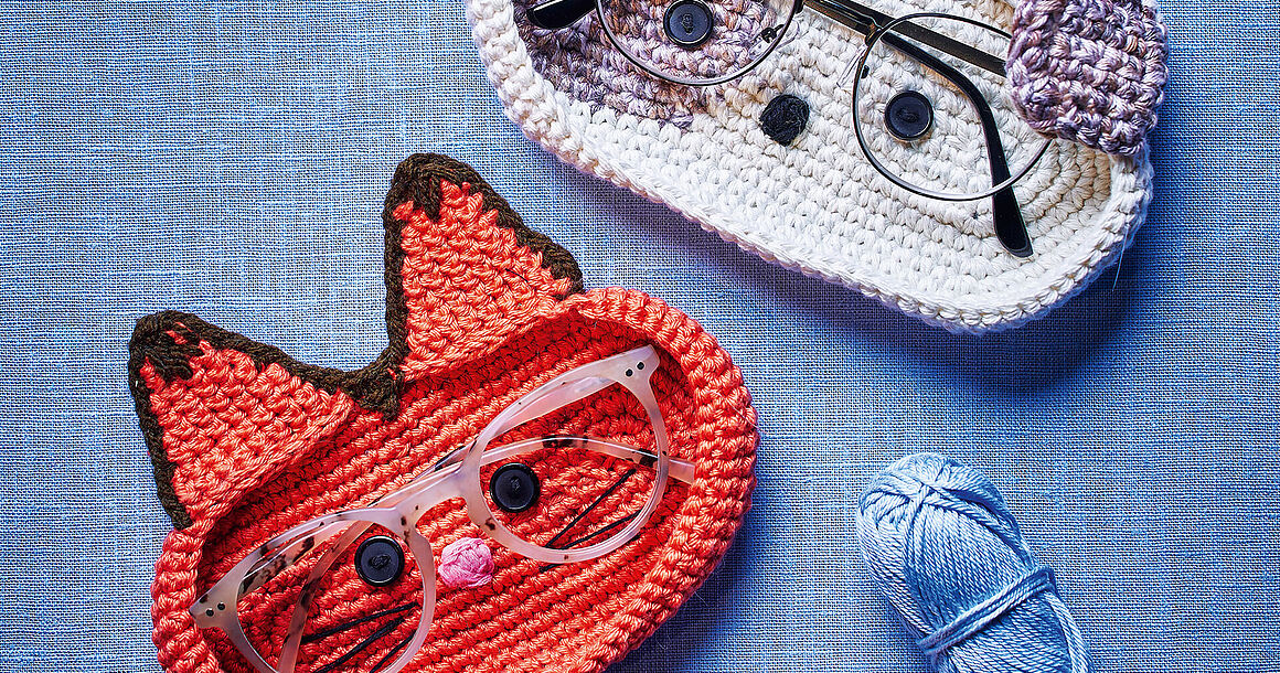 gehäkelte Brillenschalen