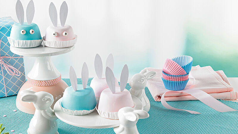 Muffins als Osterhasen mit Fondant - Fertig