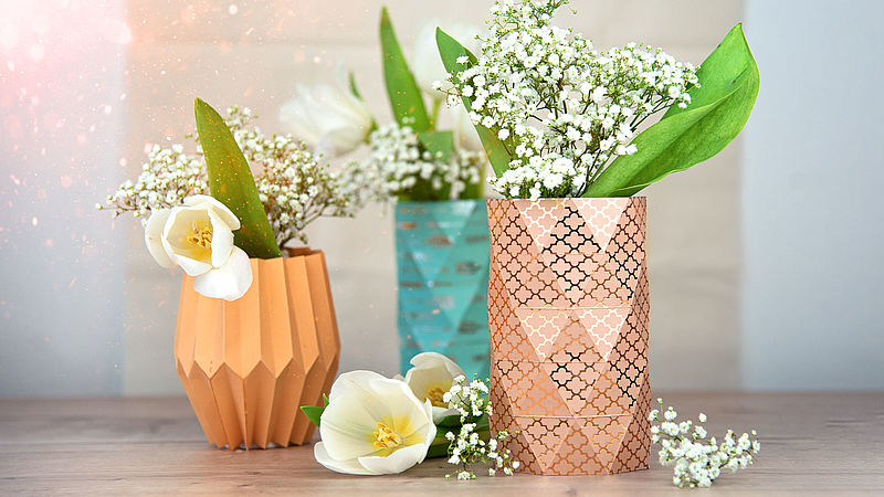 Vase im Origami-Stil - fertig