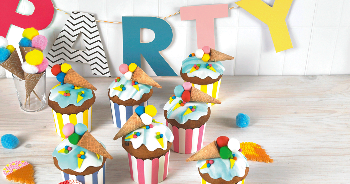 Muffins mit Eistüten-Topper