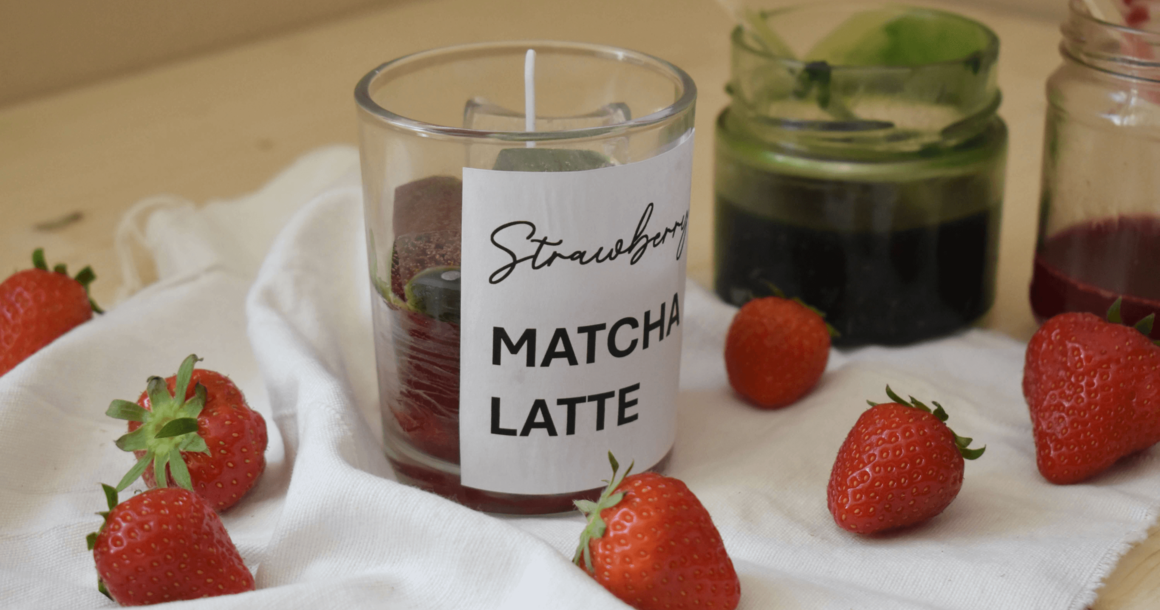 Strawberry Matcha Latte Kerze