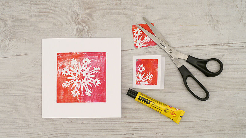 Weihnachtskarte mit Linol - fertig