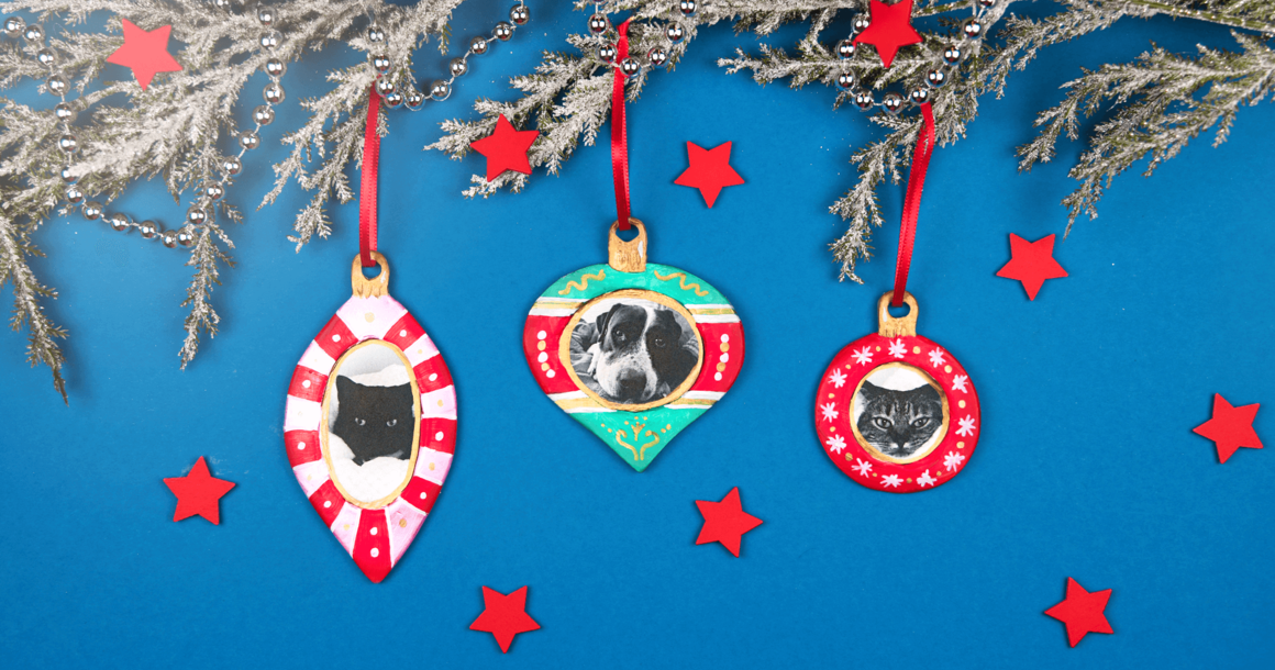 Christbaumornamente aus FIMO mit Foto