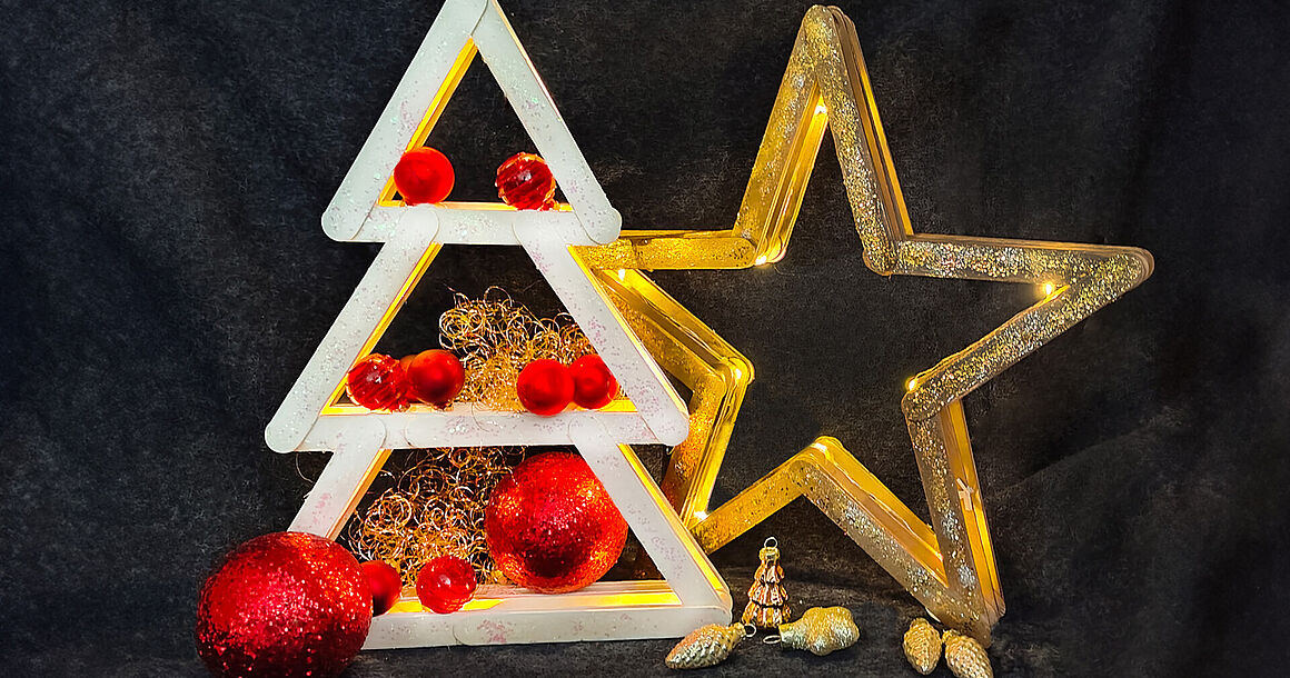 Glitzerbaum und Stern