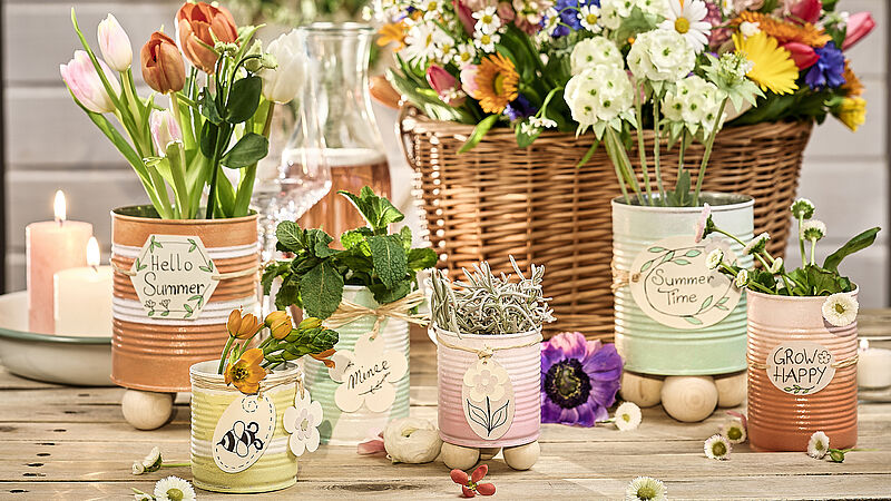 Dosen als Vasen - fertig