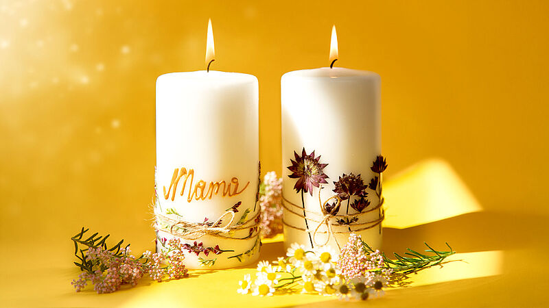 Kerzen mit Trockenblumen - Schritt 4