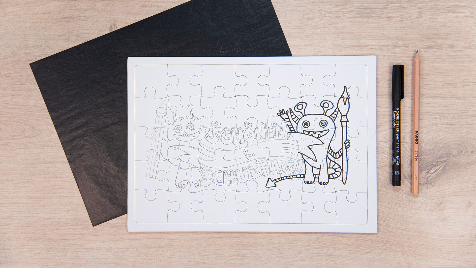 kleine Schultüte mit DIY Puzzle - Schritt 1